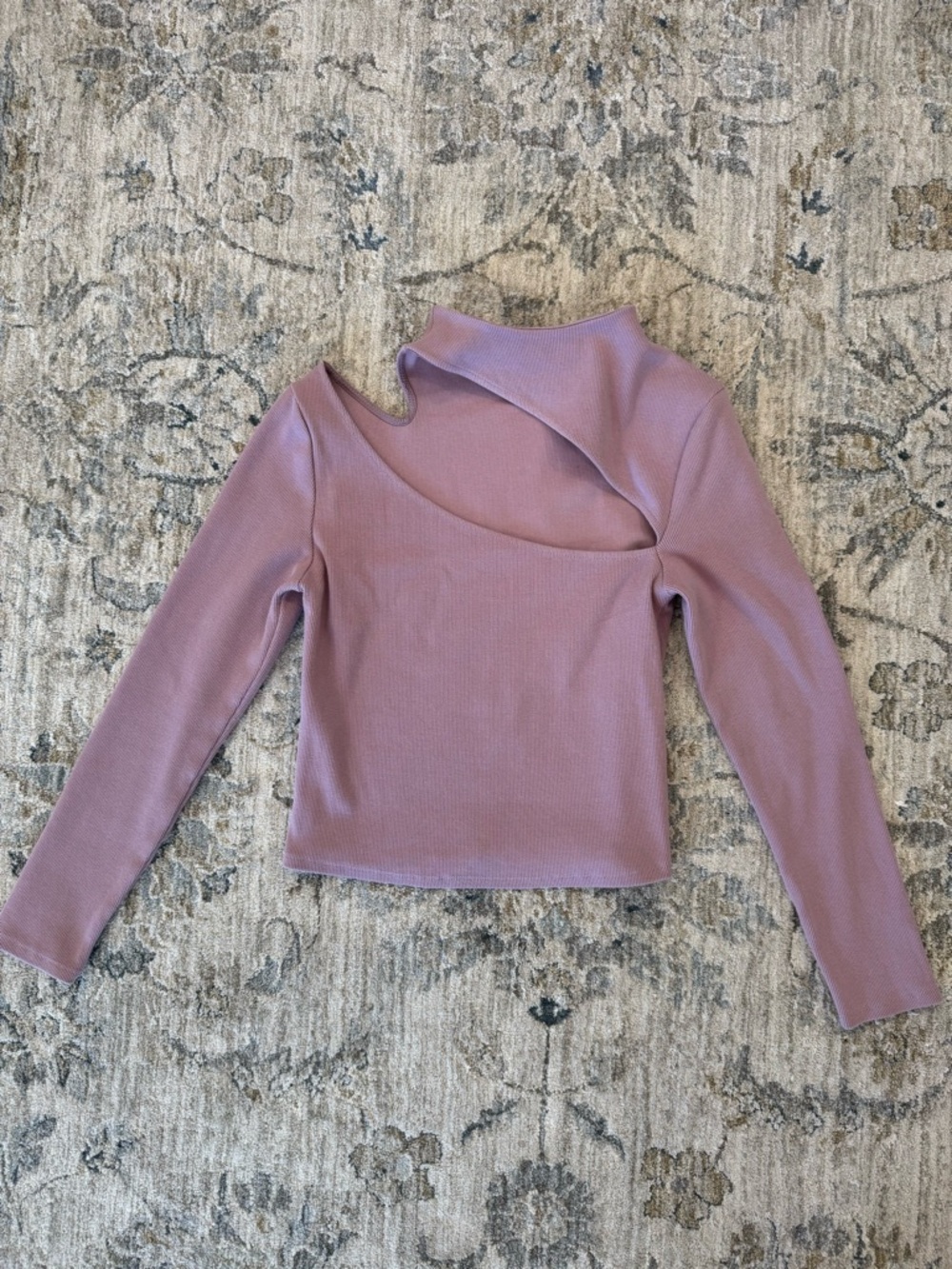 Anthropologie Lavender Asymmetric Cutout Long-Sleeve Top